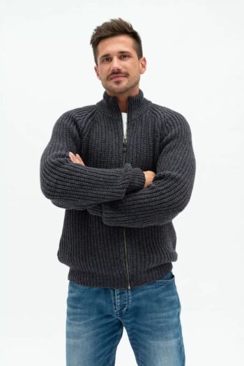 Graphite colour merino zipped sweater HILLA