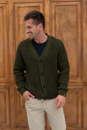 Khaki merino wool buttoned sweater GILA
