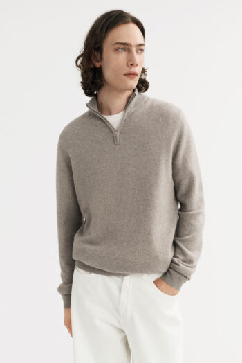 Men&'s Half Zip - Zipper - Greige | Rizzing up