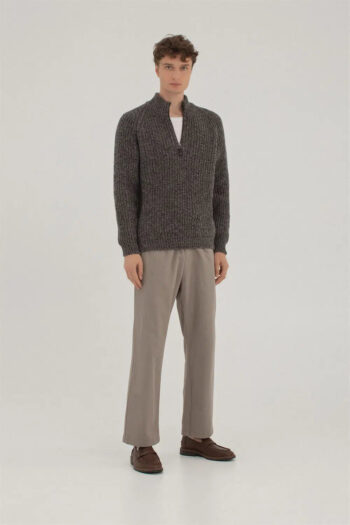 Merino wool sweater with front zip ROCK