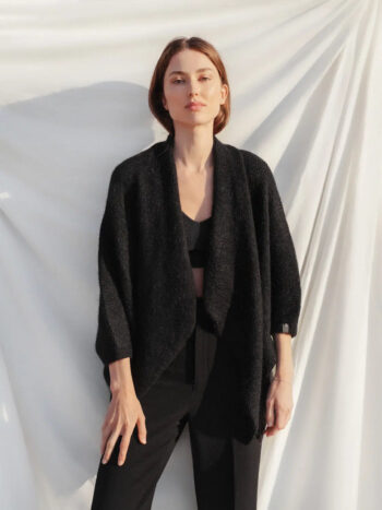 Mohair and merino wool poncho MIST