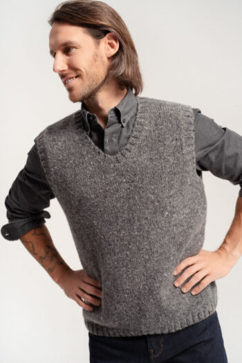Soft Merino and Mohair Wool Tweed Vest for Men ADAM