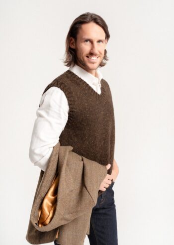 Soft Merino and Mohair Wool Tweed Vest for Men ADAM