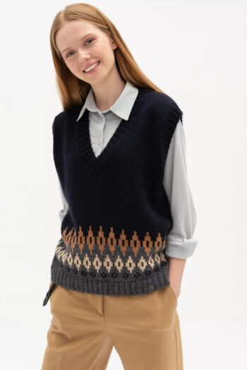 Warm natural wool sweater vest SILVIA