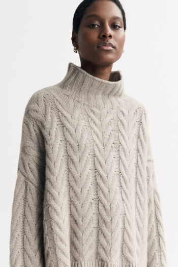 Cable Knit Turtleneck - Turtlenecks - Greige | Rizzing up