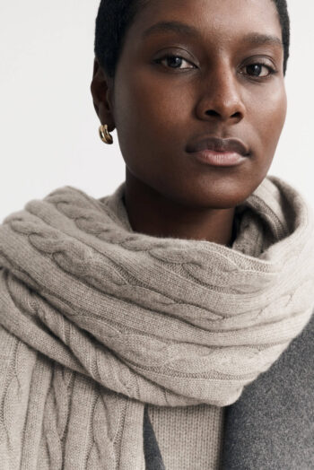 Cable Knit Scarf - Scarves - Greige | Rizzing up