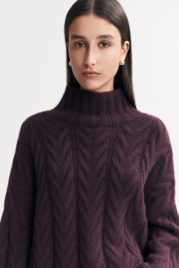 Cable Knit Turtleneck - Turtlenecks - Mulberry | Rizzing up