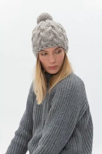 Soft, handmade bobble hat with pattern