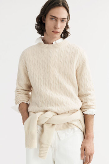 Men&'s Cable Knit - Cable Knits - Feather White | Rizzing up