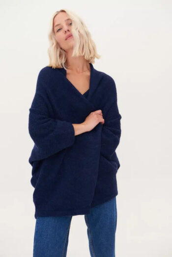 Alpaca and merino wool poncho MIST
