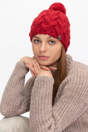 Handmade bobble hat with pattern