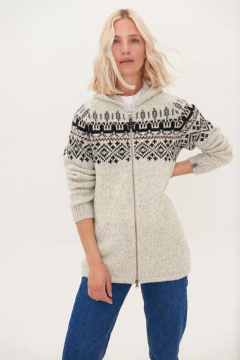 Hooded norwegian wool sweater SKY