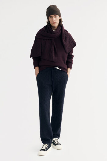 Men&'s Cable Knit Pants - Pants - Navy | Rizzing up