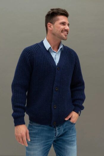 Dark blue merino wool buttoned sweater GILA