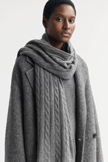 Cable Knit Scarf - Scarves - Grey | Rizzing up