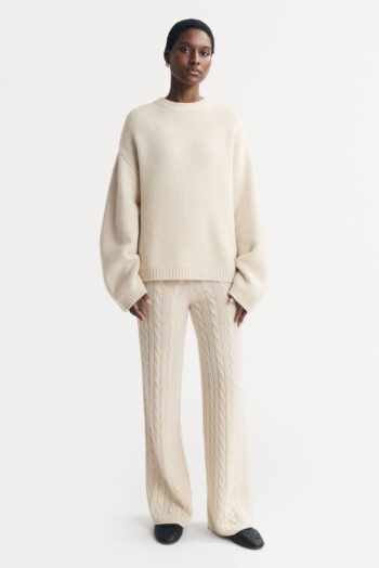 Cable Knit Pants - Pants - Feather White | Rizzing up