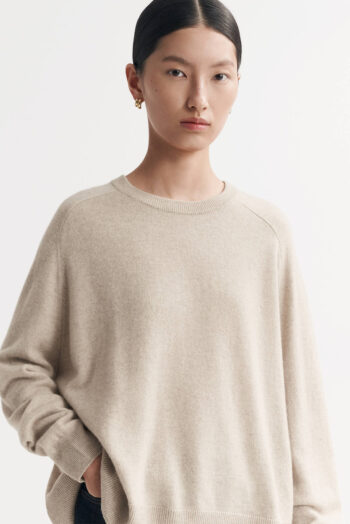Fine Knit Boyfriend Crewneck - O-Necks - Natural Sand | Rizzing up