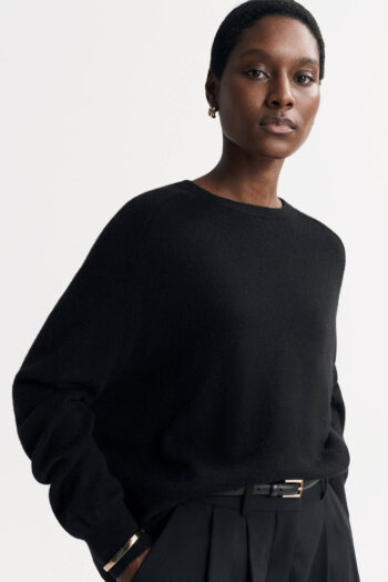 Fine Knit Boyfriend Crewneck - O-Necks - Black | Rizzing up