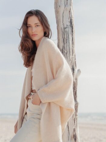 Mohair and merino wool poncho MIST