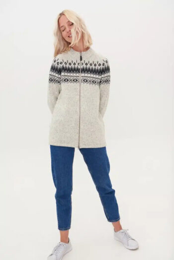 Norwegian wool sweater with zip SOLE